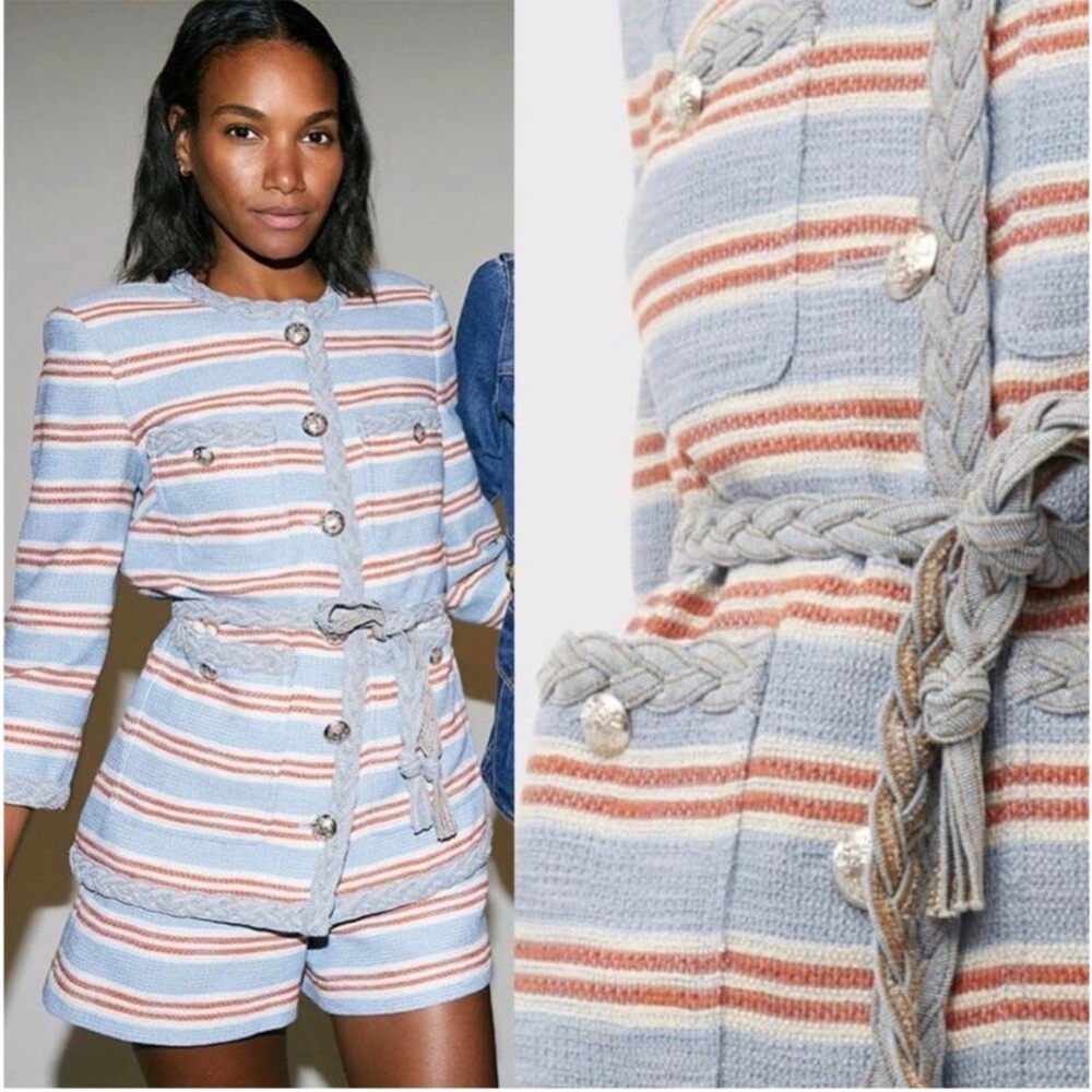 VERONICA BEARD  Ginerva Braided-Rope Tie Jacket Blue - Picture 3 of 16